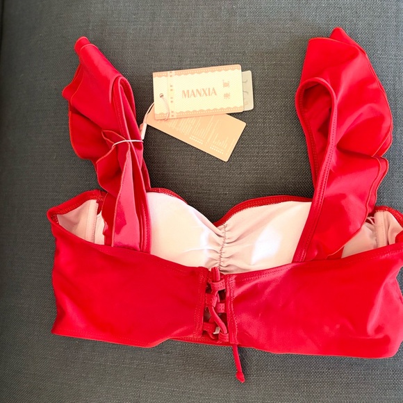 Red Ruffled Bikini Top - Picture 2 of 2